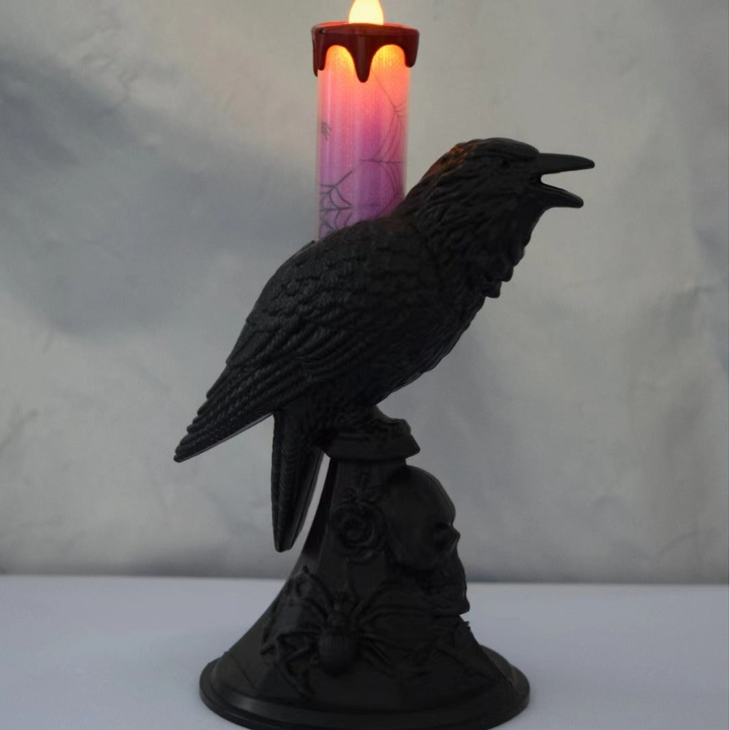 Plastic Raven Candle LED Night Light - Perfect Gift for Halloween