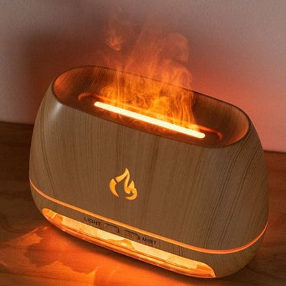 Simulated Flame Wood Grain Home Humidifier