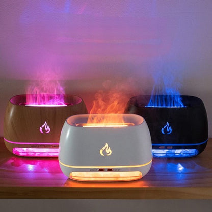 Simulated Flame Wood Grain Home Humidifier
