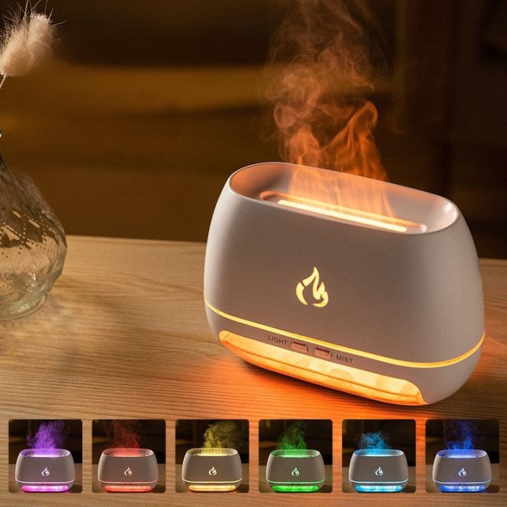 Simulated Flame Wood Grain Home Humidifier