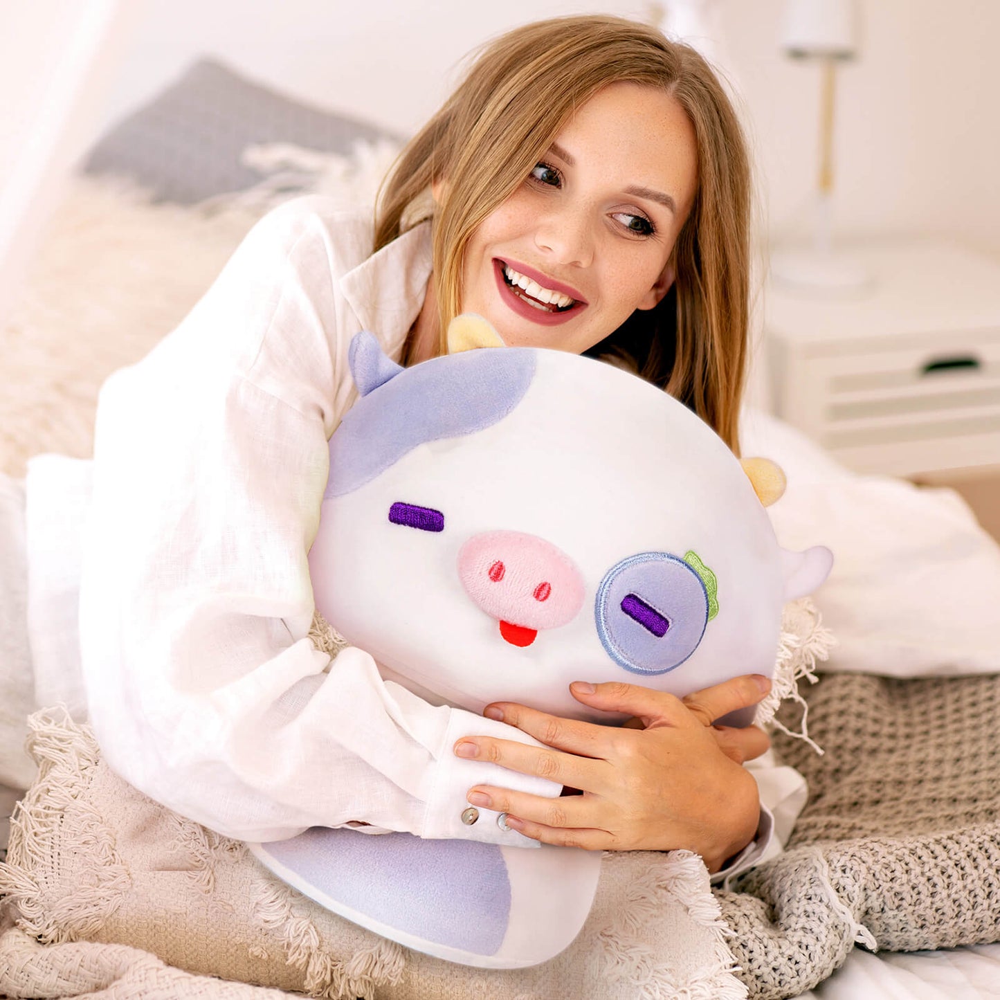 Mewaii® Mushroom Family Blueberry Cow Kawaii Plush Pillow Squish Toy