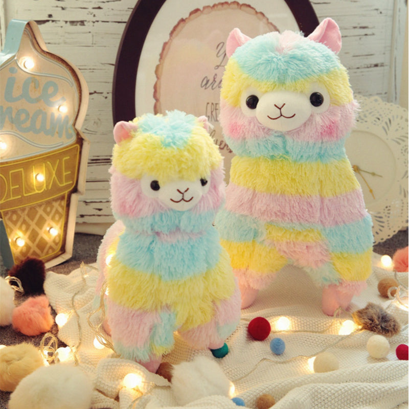 Cuteeeshop Rainbow Alpaca Stuffed Animal Kawaii Plush Pillow Squish Toy