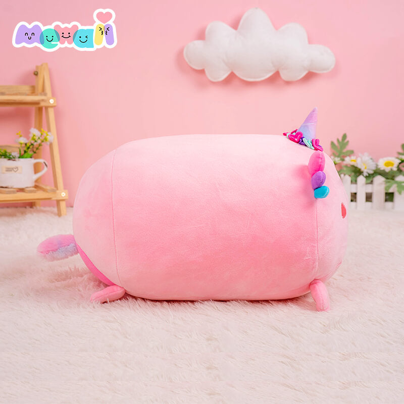 Mewaii™ Plush Pillow Puffy Axolotl Queen Hug Squish Toy With Unicorn Horn