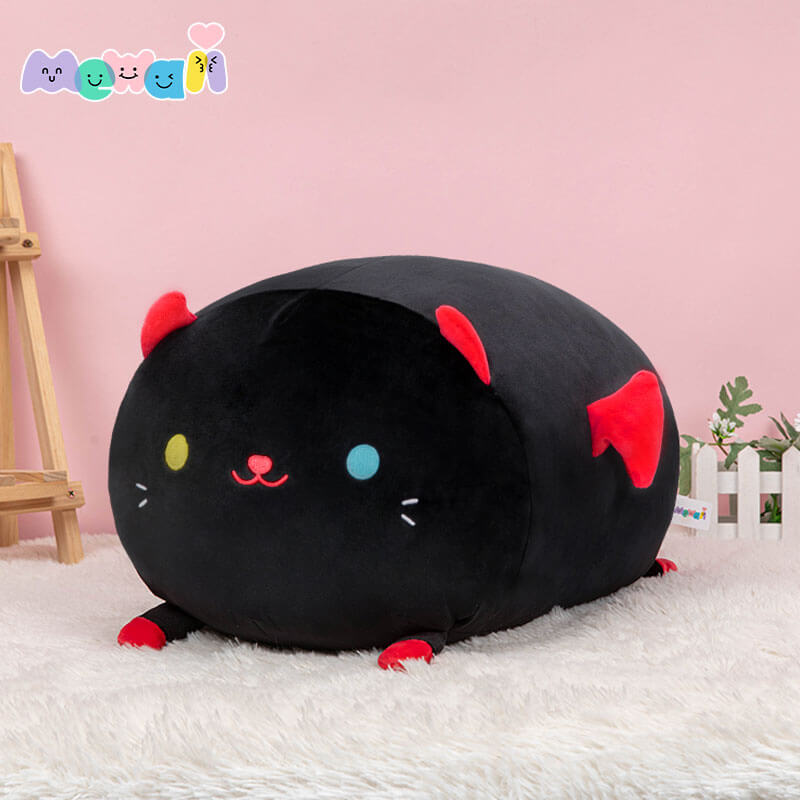 Devil Kitten Stuffed Animal: Black Kawaii Plush Squishy Pillow Soft Toy - Mewaii